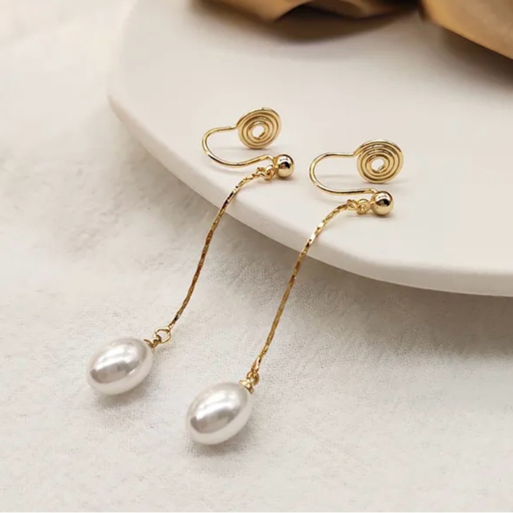 Clip on pearl earrings